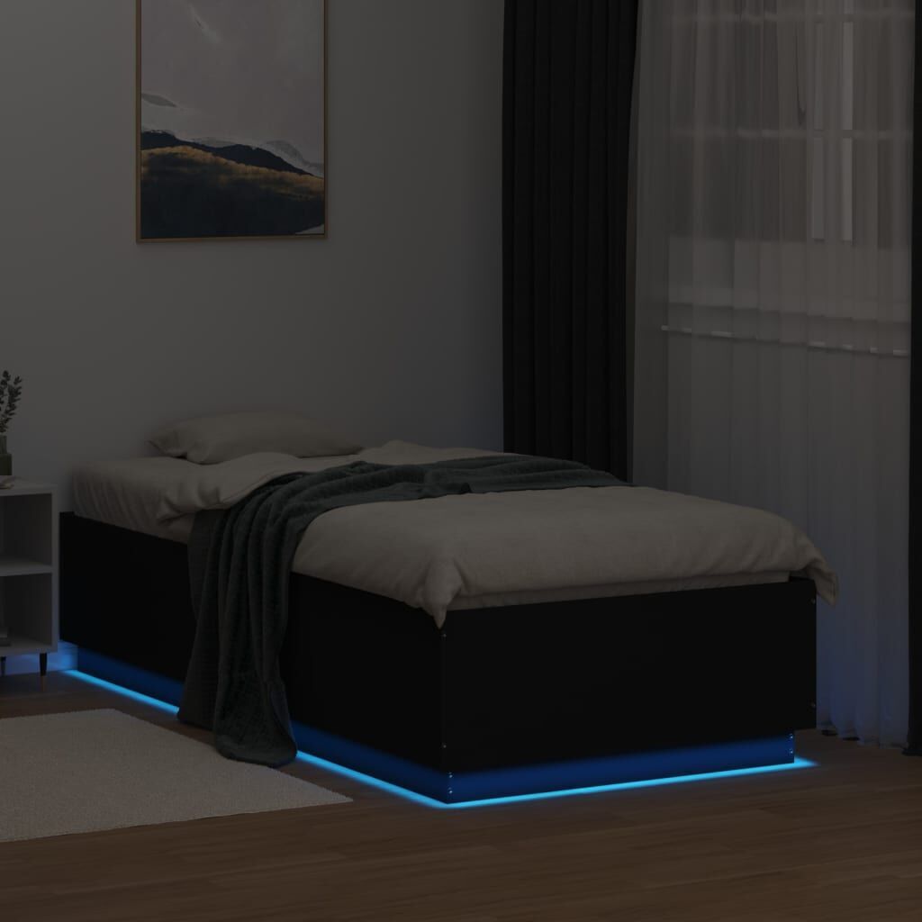 Bed Frame with LED without Mattress Black 90x190 cm Price