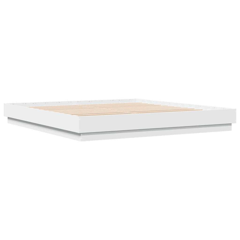 Bed Frame with LED without Mattress White 183x203 cm King Price