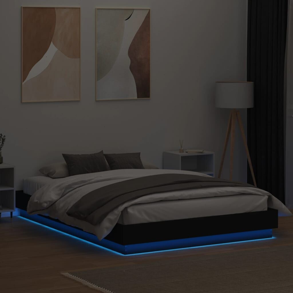 Bed Frame with LED without Mattress Black 150x200 cm Price