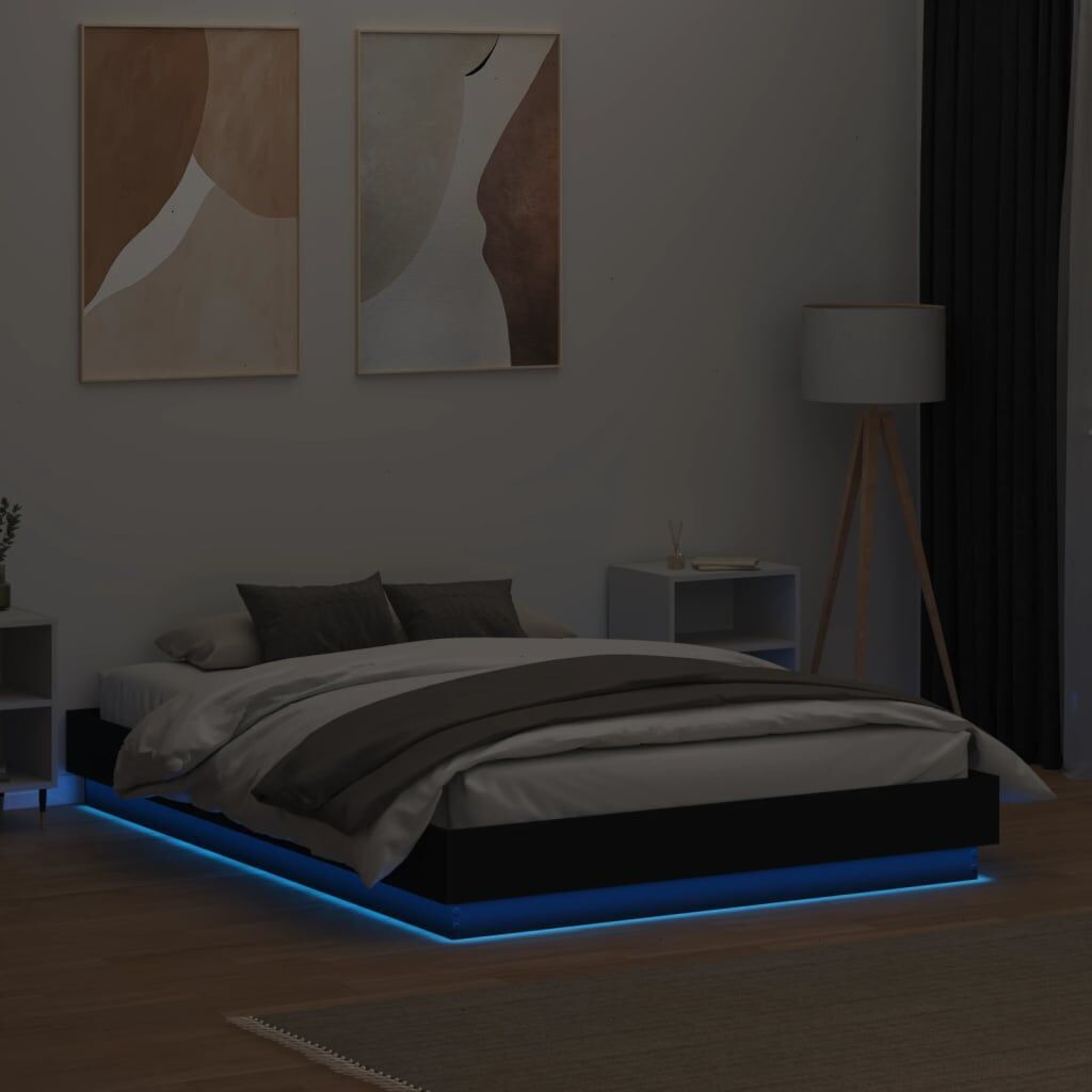 Bed Frame with LED Lights Black 135x190 cm Price