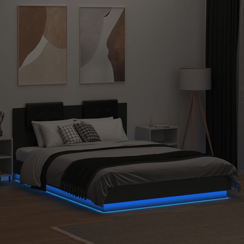 Bed Frame with LED without Mattress Black 150x200 cm Price