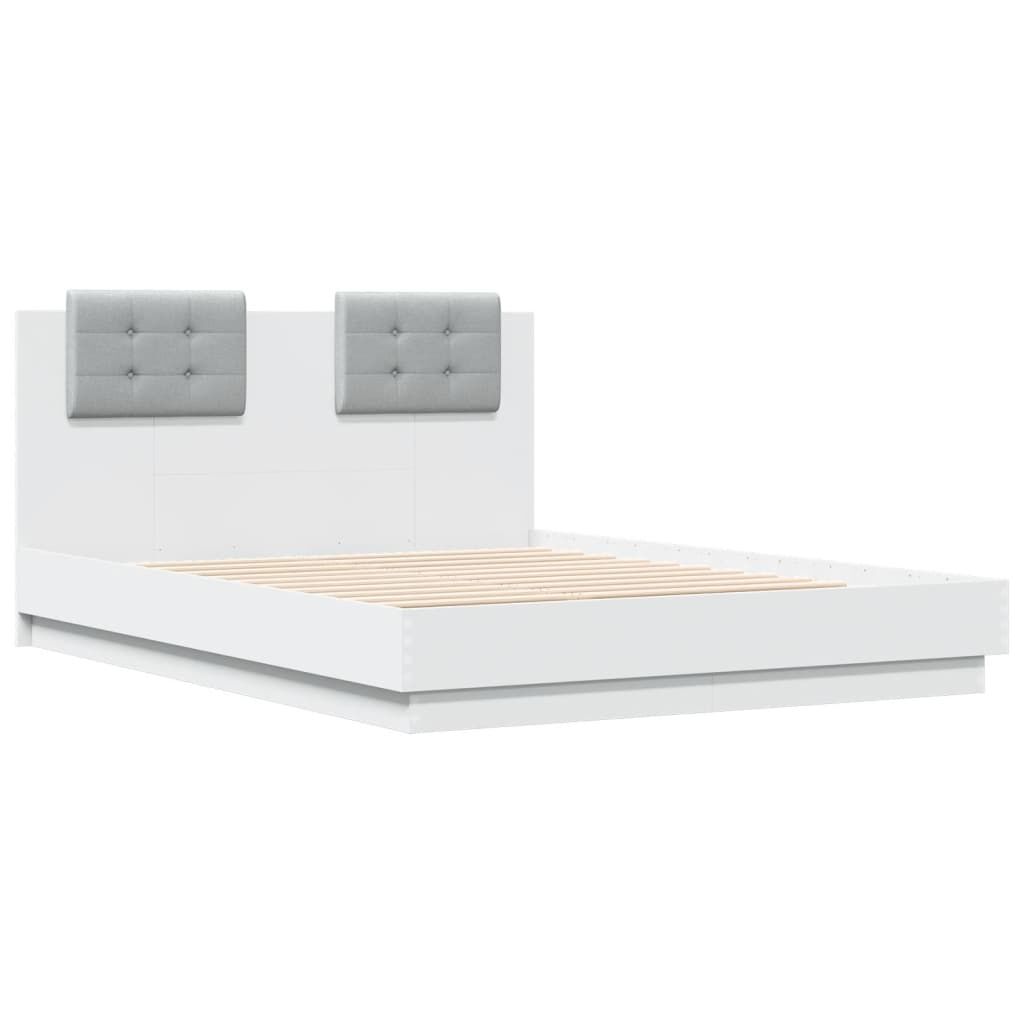 Bed Frame with LED without Mattress White 135x190 cm Price