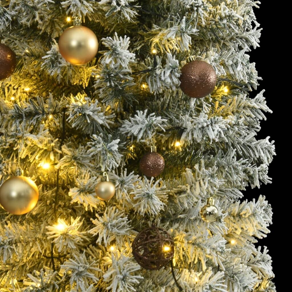 Slim Christmas Tree 300 LEDs & Ball Set & Flocked Snow 300 cm Price