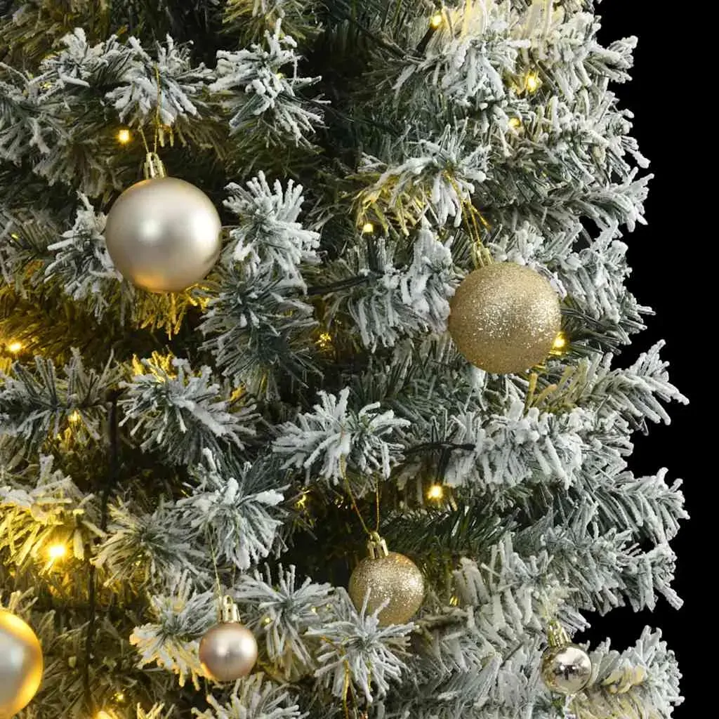 Slim Christmas Tree 300 LEDs & Ball Set & Flocked Snow 270 cm Price
