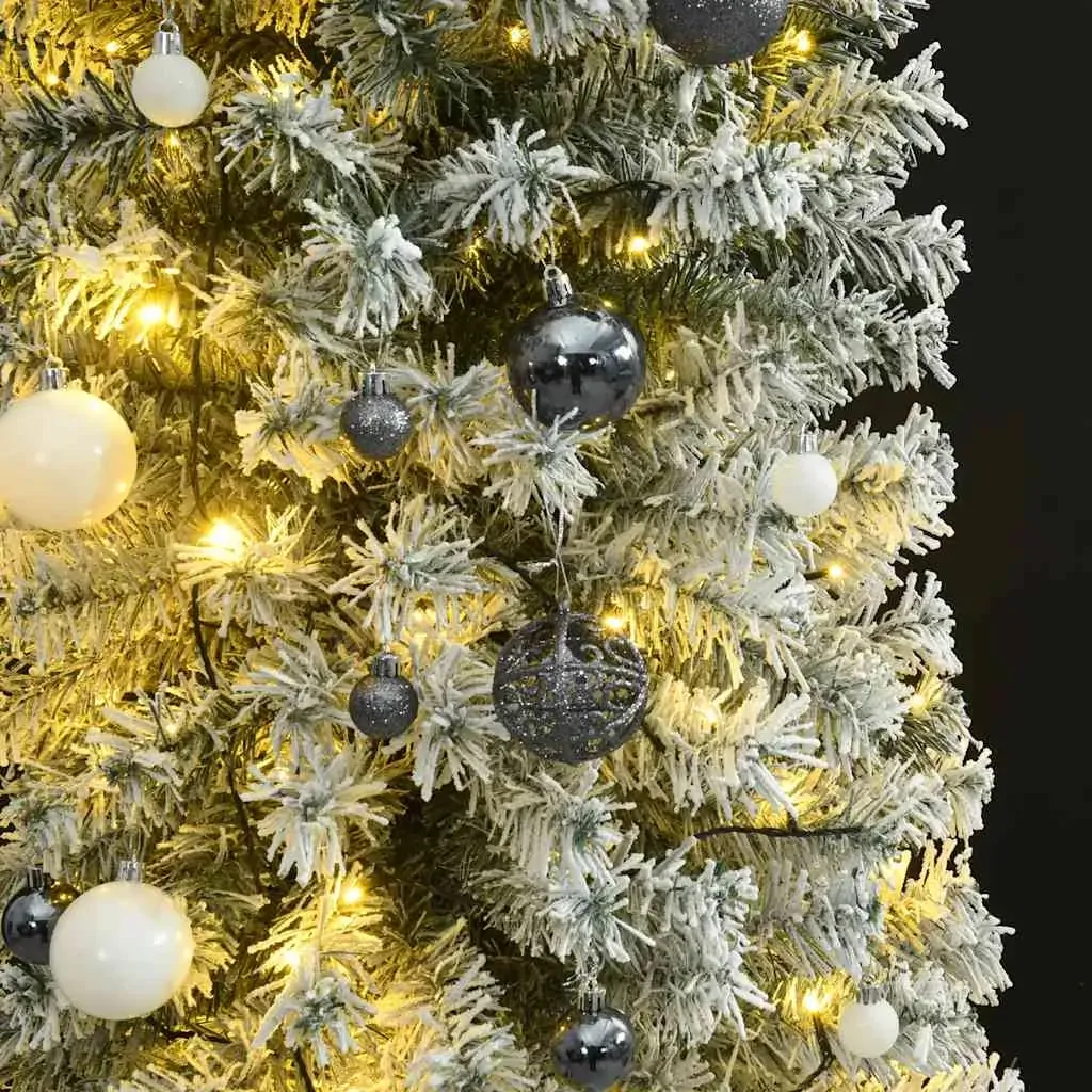Slim Christmas Tree 300 LEDs & Ball Set & Flocked Snow 270 cm Price