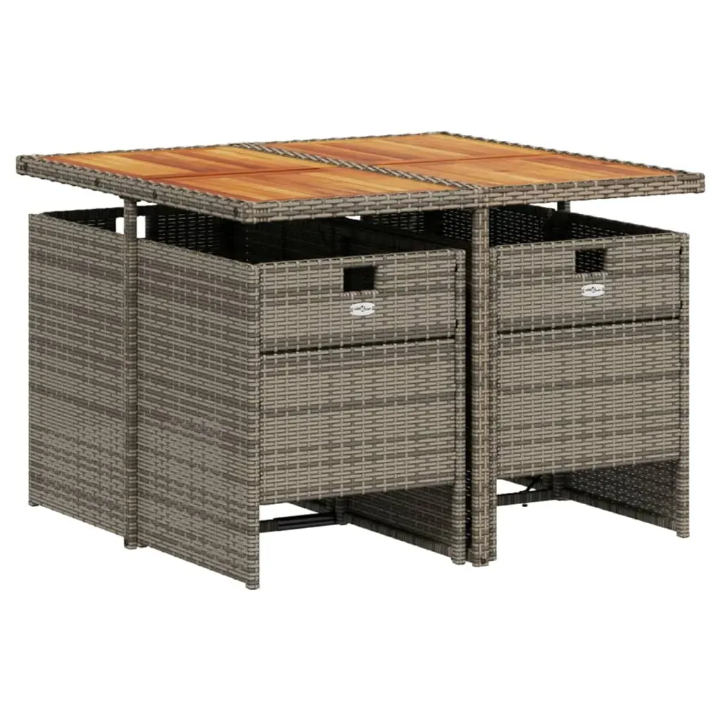 5 Piece Garden Dining Set with Cushions Grey Poly Rattan Price