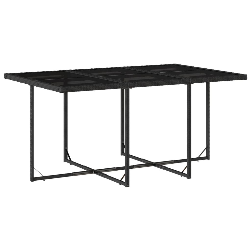 7 Piece Garden Dining Set with Cushions Black Poly Rattan Price