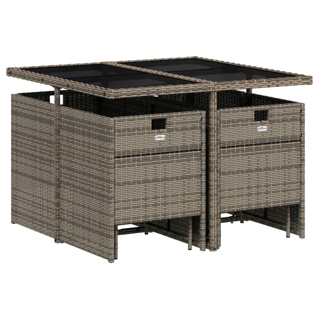 9 Piece Garden Dining Set with Cushions Grey Poly Rattan Price