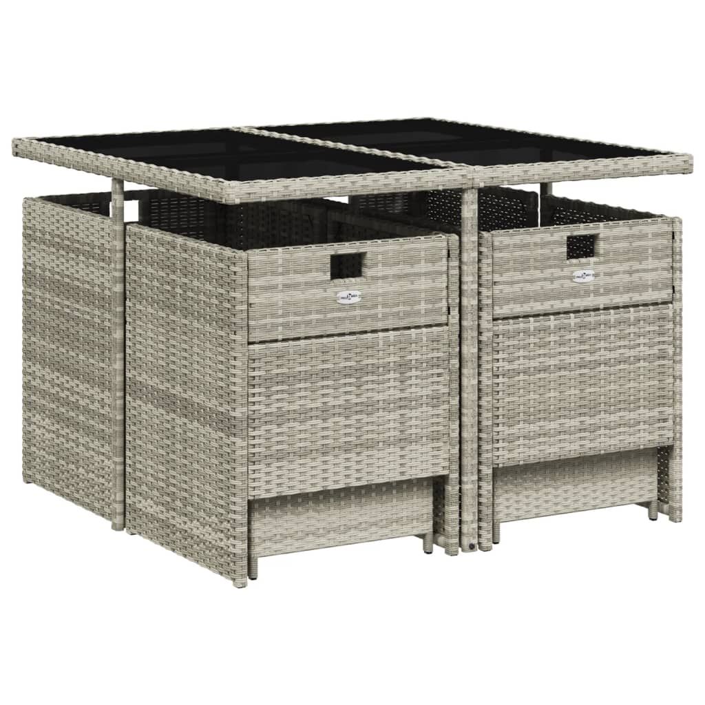 9 Piece Garden Dining Set with Cushions Light Grey Poly Rattan Price