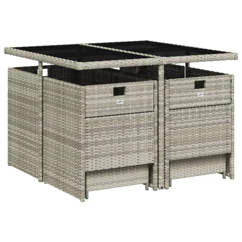 9 Piece Garden Dining Set with Cushions Light Grey Poly Rattan Price