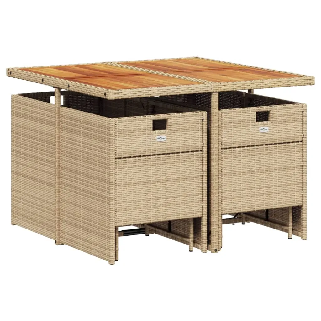 9 Piece Garden Dining Set with Cushions Beige Poly Rattan Price