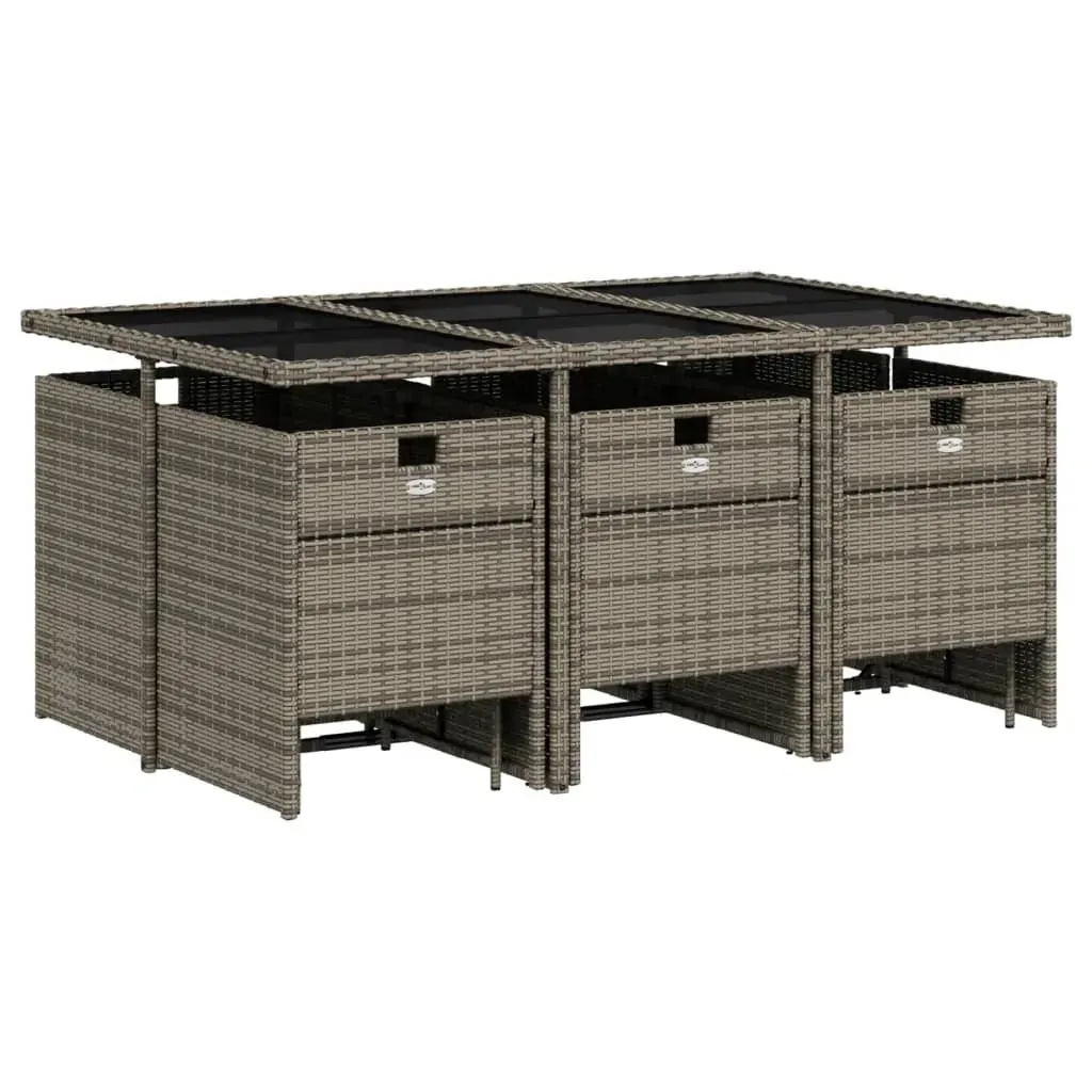 11 Piece Garden Dining Set with Cushions Grey Poly Rattan Price