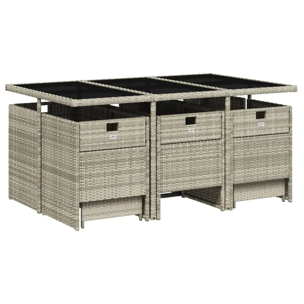 11 Piece Garden Dining Set with Cushions Light Grey Poly Rattan Price