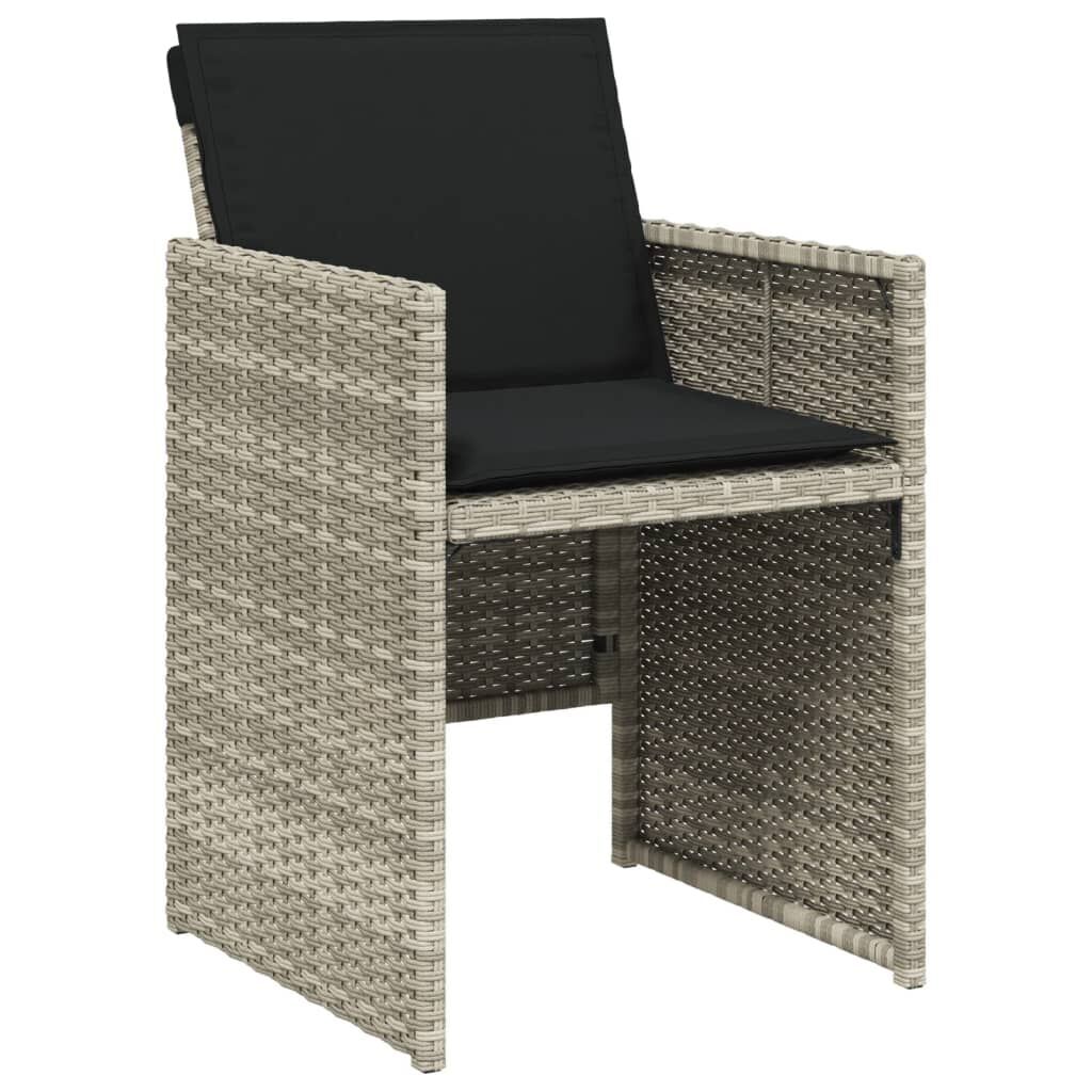 15 Piece Garden Dining Set with Cushions Light Grey Poly Rattan Price
