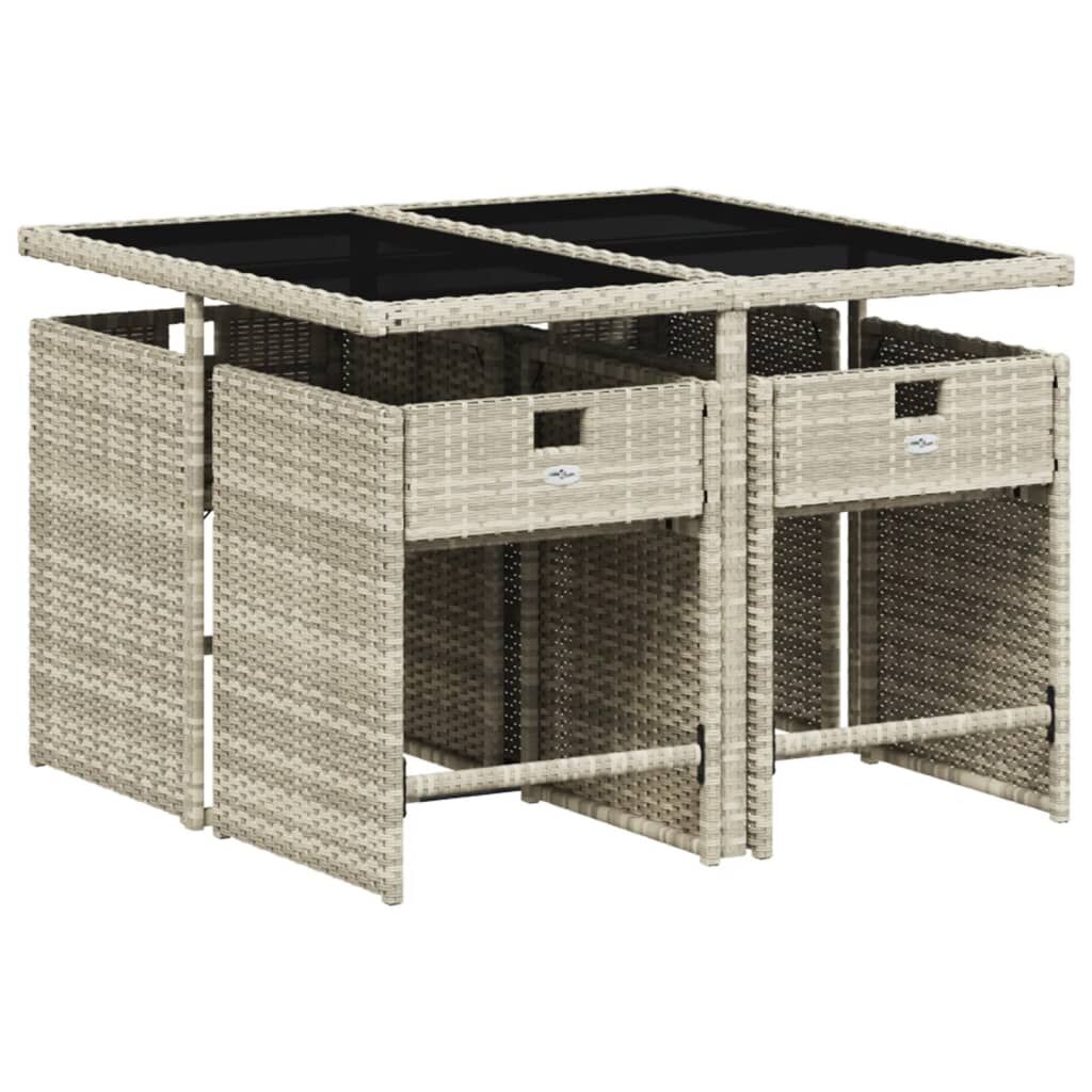 5 Piece Garden Dining Set with Cushions Light Grey Poly Rattan Price
