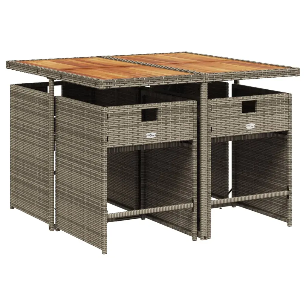 5 Piece Garden Dining Set with Cushions Grey Poly Rattan Price