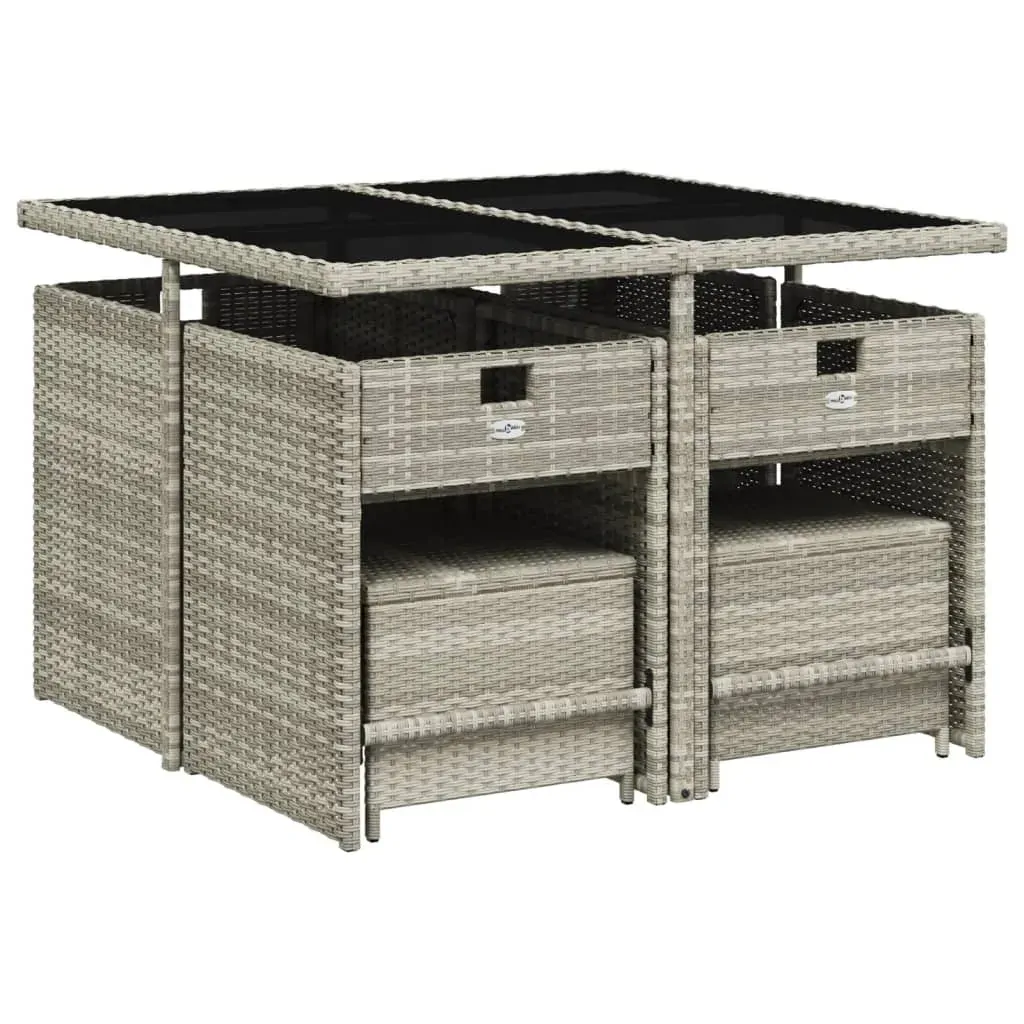 9 Piece Garden Dining Set with Cushions Light Grey Poly Rattan Price