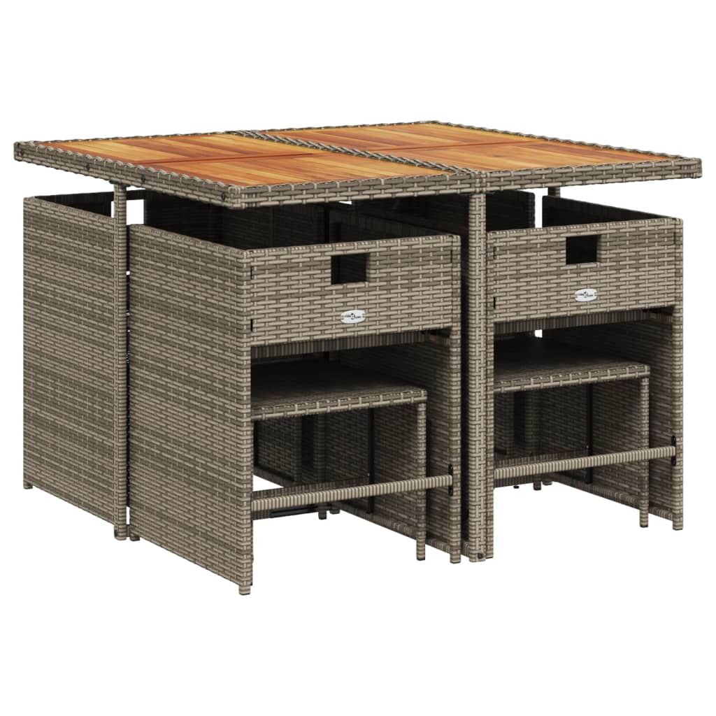 9 Piece Garden Dining Set with Cushions Grey Poly Rattan Price