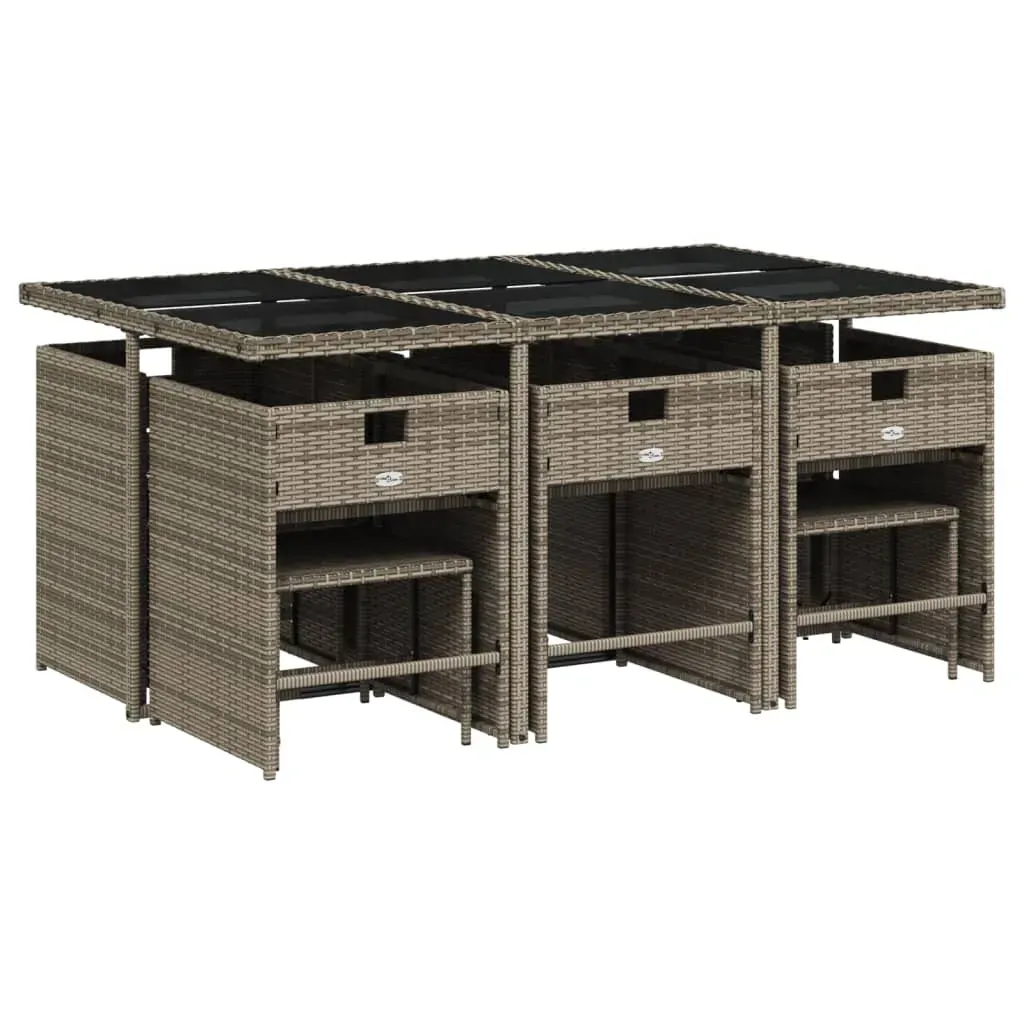 11 Piece Garden Dining Set with Cushions Grey Poly Rattan Price