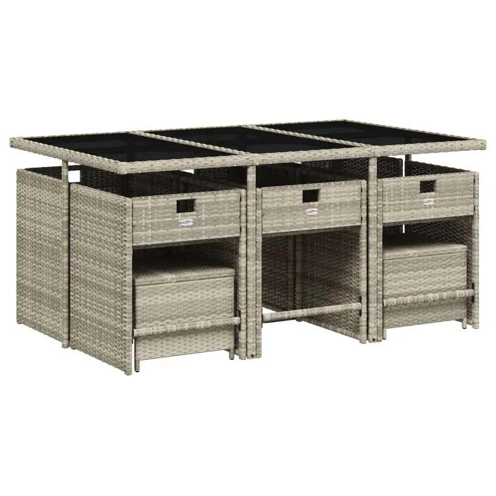 11 Piece Garden Dining Set with Cushions Light Grey Poly Rattan Price