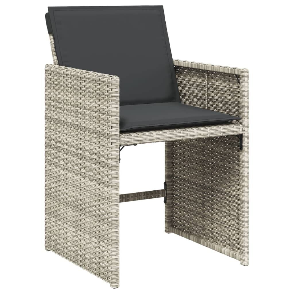 9 Piece Garden Dining Set with Cushions Light Grey Poly Rattan Price