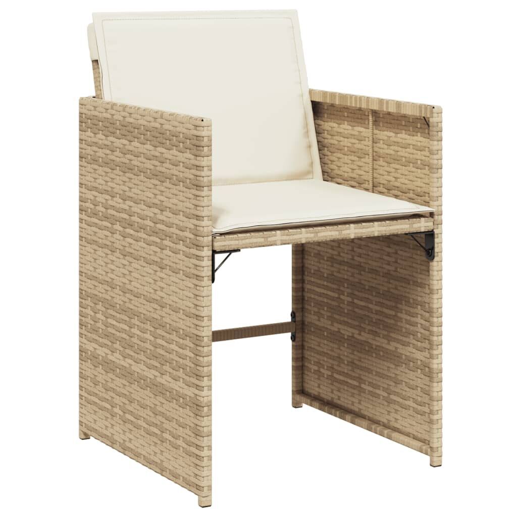 11 Piece Garden Dining Set with Cushions Beige Poly Rattan Price