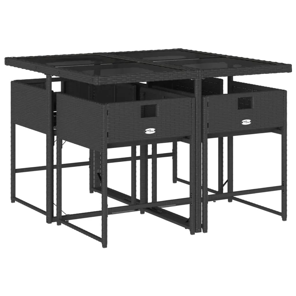 5 Piece Garden Dining Set with Cushions Black Poly Rattan Price