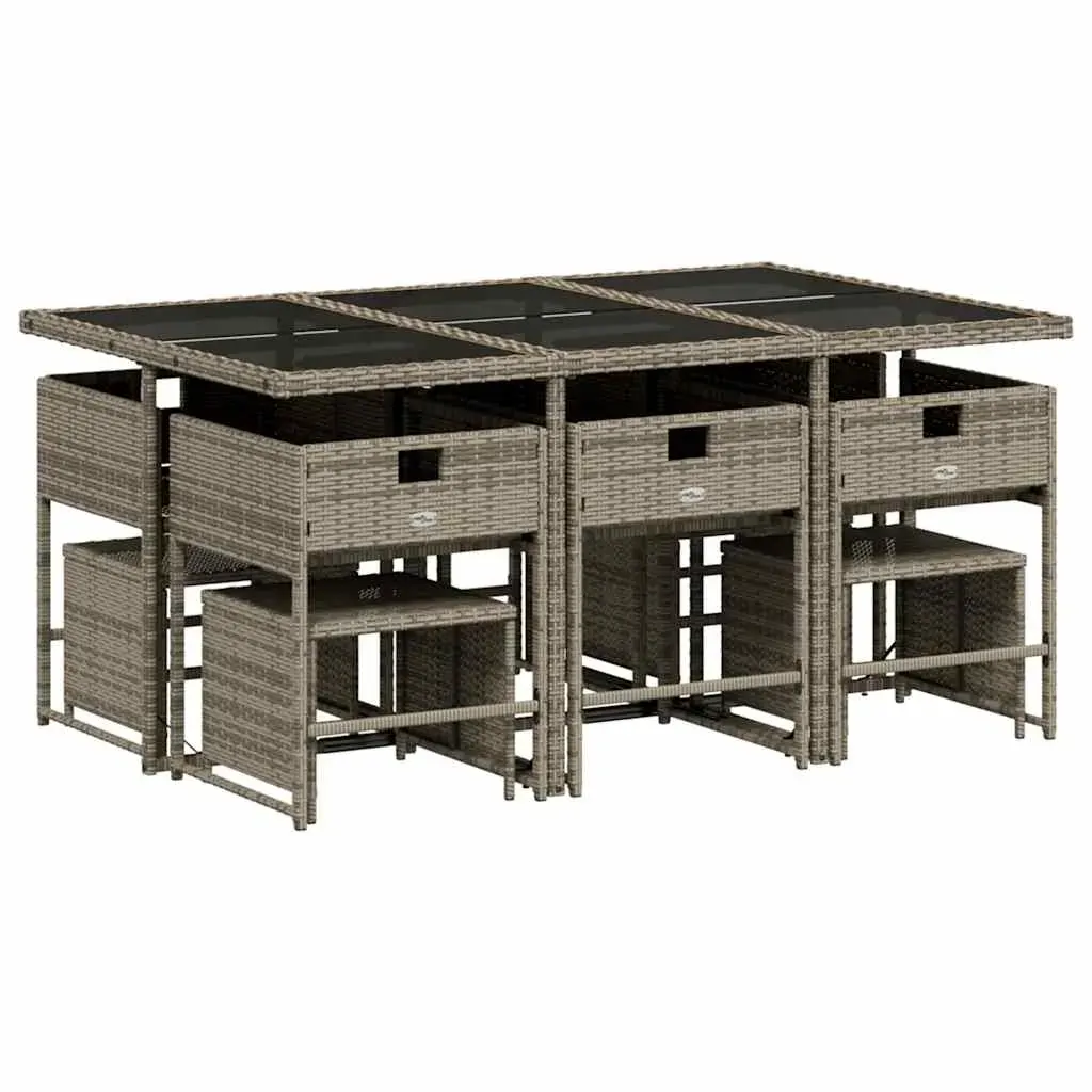 11 Piece Garden Dining Set with Cushions Grey Poly Rattan Price