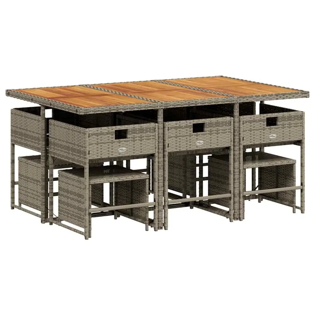 11 Piece Garden Dining Set with Cushions Grey Poly Rattan Price