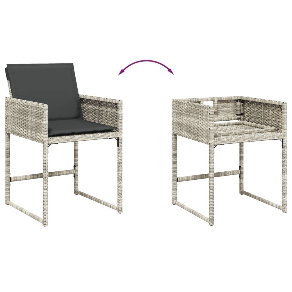 9 Piece Garden Dining Set with Cushions Light Grey Poly Rattan Price