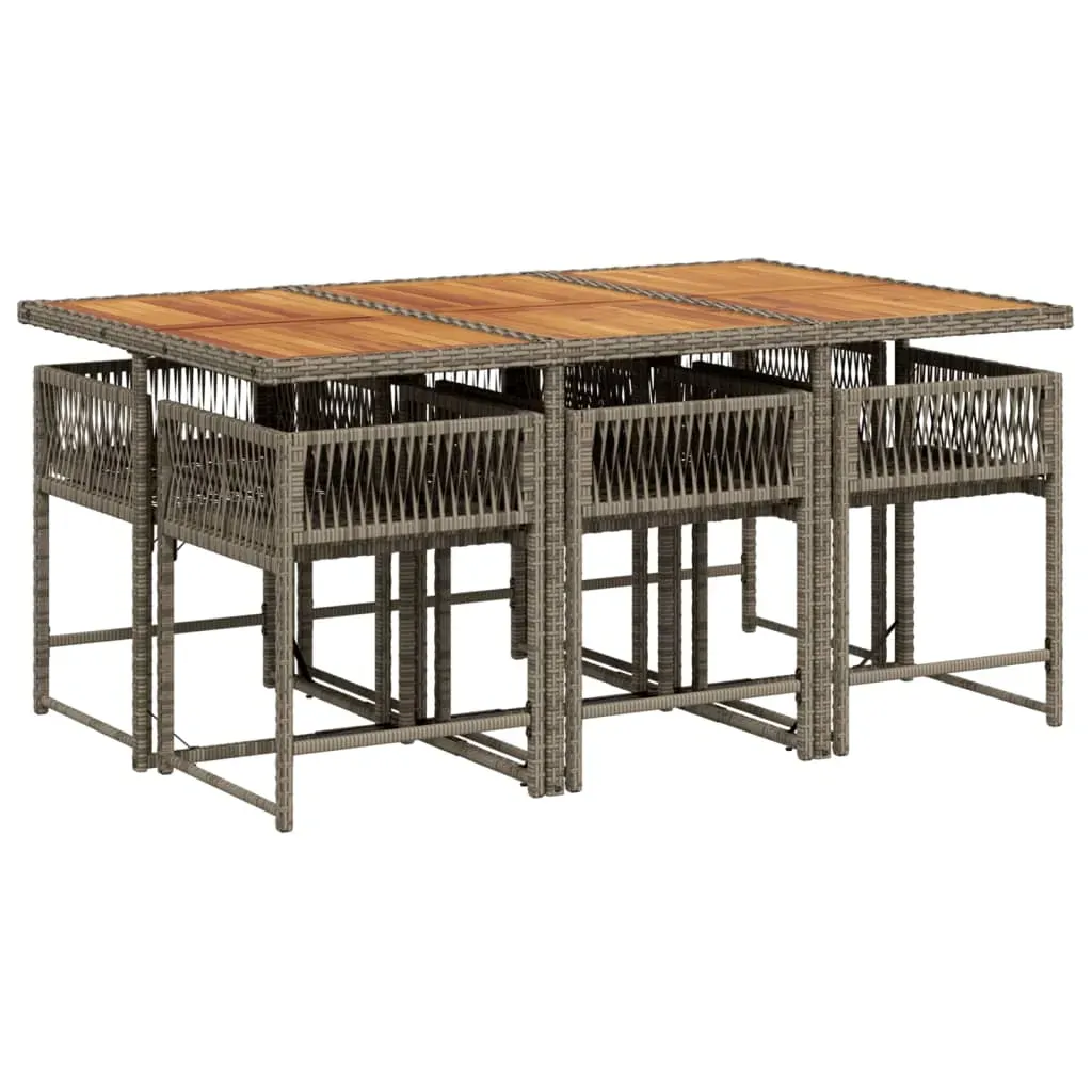 7 Piece Garden Dining Set with Cushions Grey Poly Rattan Price