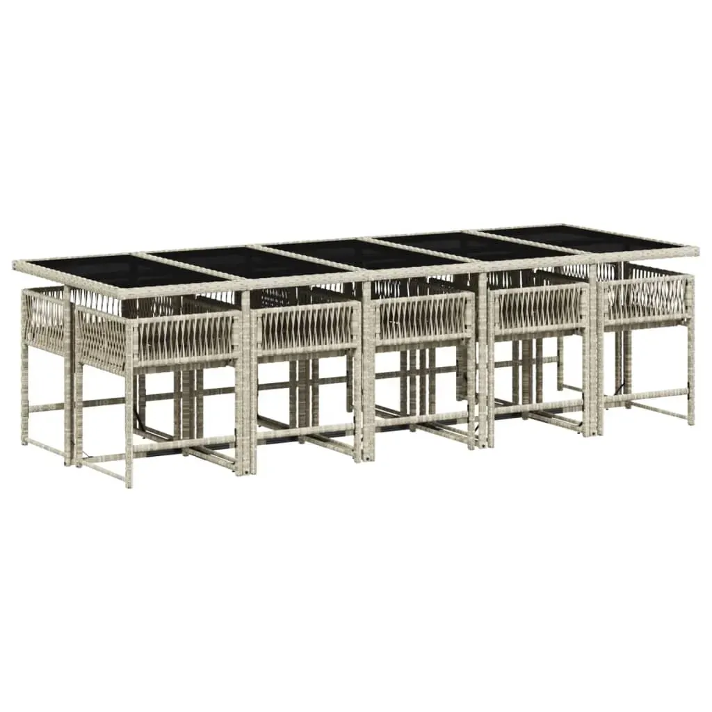 11 Piece Garden Dining Set with Cushions Light Grey Poly Rattan Price