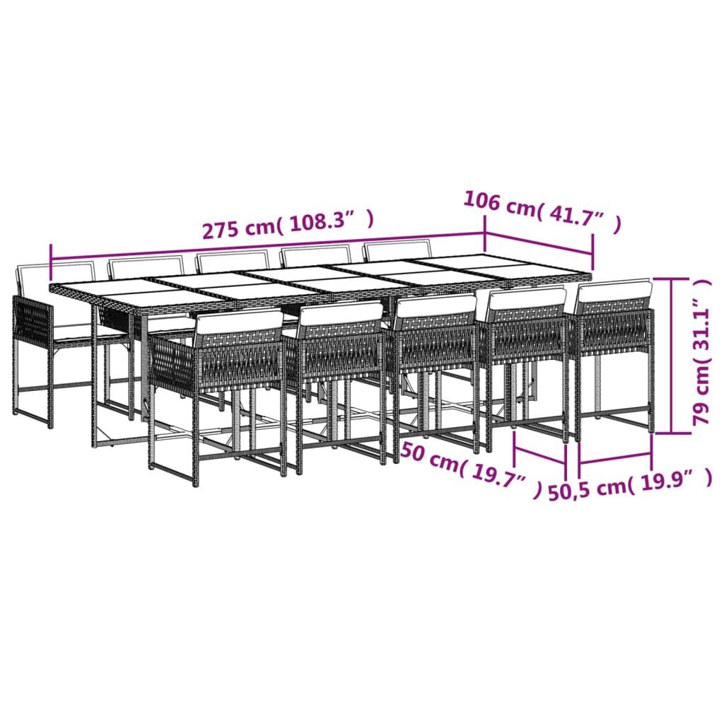 11 Piece Garden Dining Set with Cushions Mix Beige Poly Rattan Price