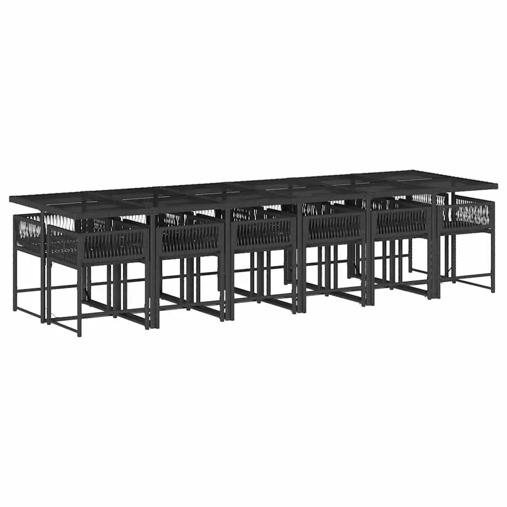 13 Piece Garden Dining Set with Cushions Black Poly Rattan Price