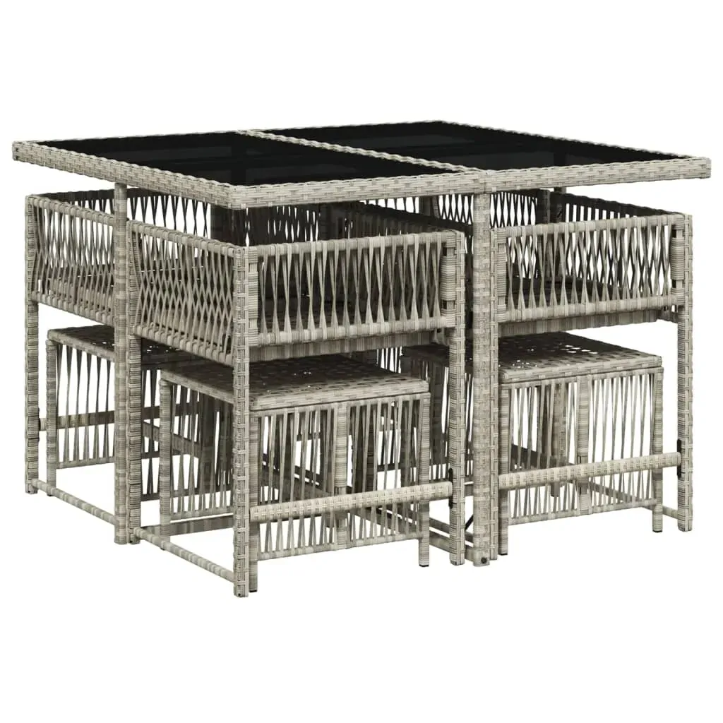 9 Piece Garden Dining Set with Cushions Light Grey Poly Rattan Price
