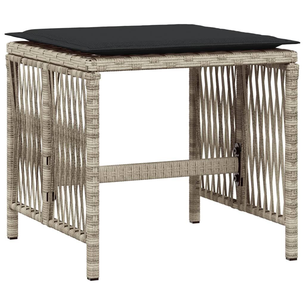 11 Piece Garden Dining Set with Cushions Light Grey Poly Rattan Price