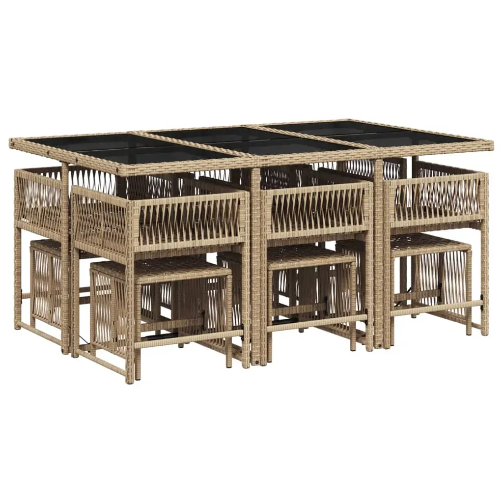 11 Piece Garden Dining Set with Cushions Mix Beige Poly Rattan Price