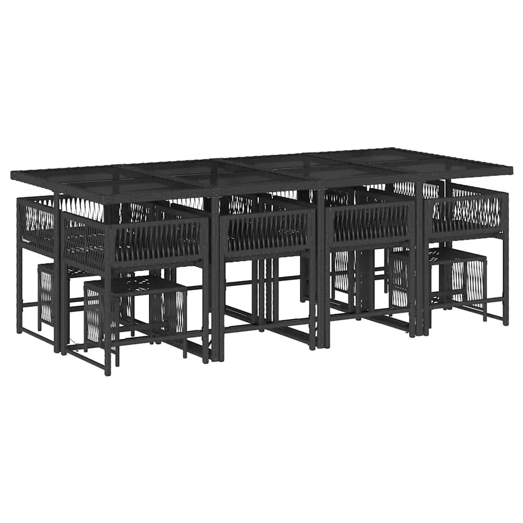13 Piece Garden Dining Set with Cushions Black Poly Rattan Price