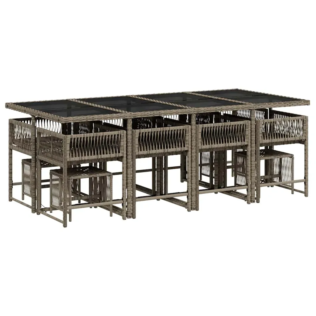 13 Piece Garden Dining Set with Cushions Grey Poly Rattan Price