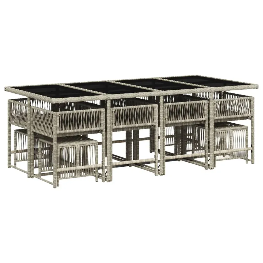 13 Piece Garden Dining Set with Cushions Light Grey Poly Rattan Price