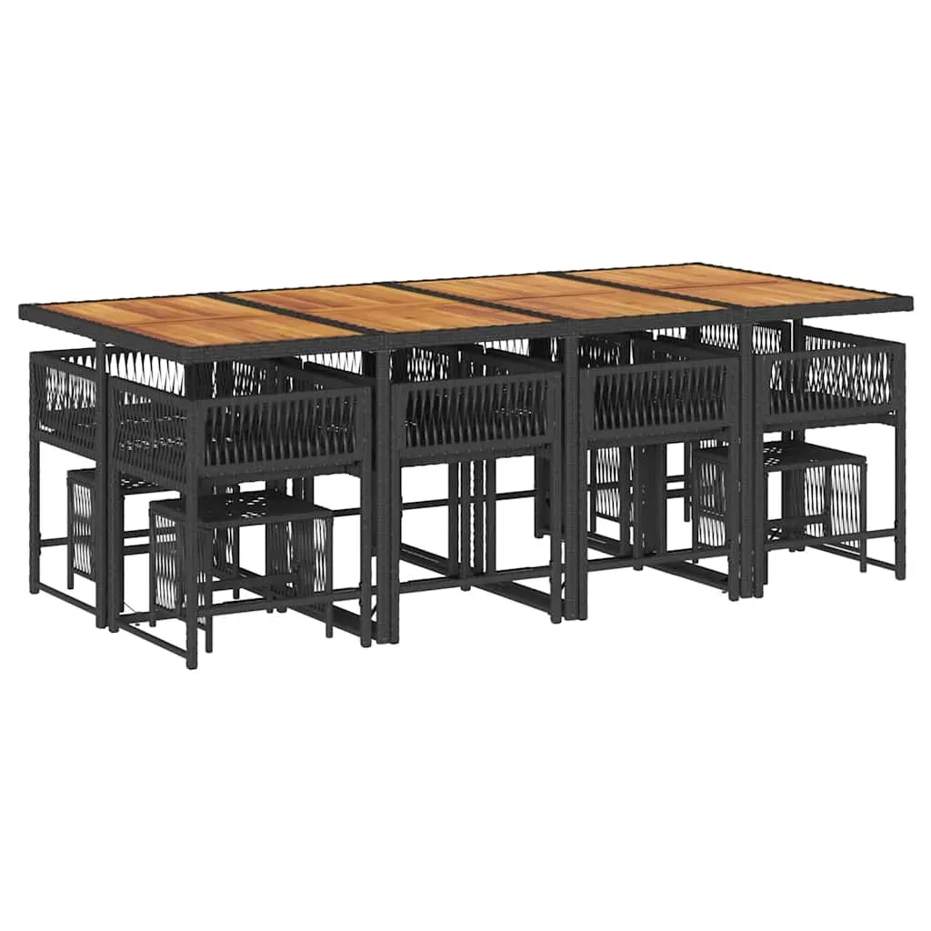 13 Piece Garden Dining Set with Cushions Black Poly Rattan Price