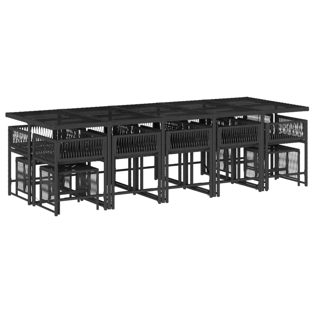 15 Piece Garden Dining Set with Cushions Black Poly Rattan Price