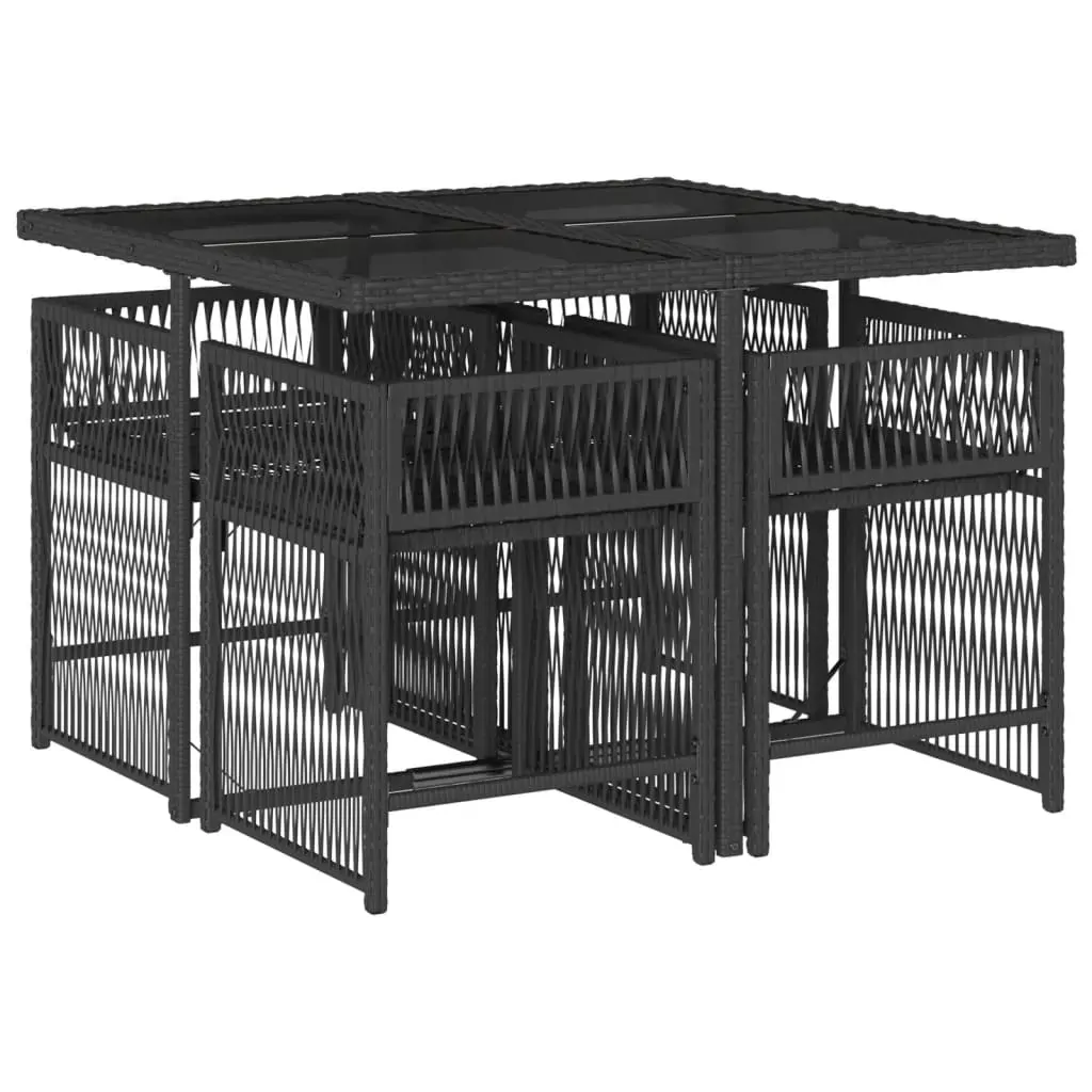 5 Piece Garden Dining Set with Cushions Black Poly Rattan Price