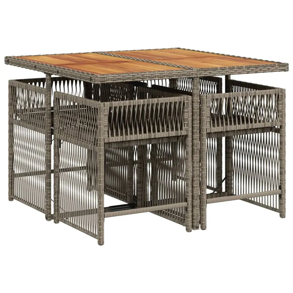 5 Piece Garden Dining Set with Cushions Grey Poly Rattan Price