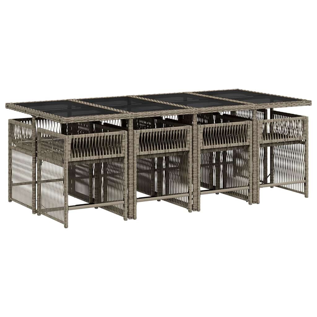 9 Piece Garden Dining Set with Cushions Grey Poly Rattan Price