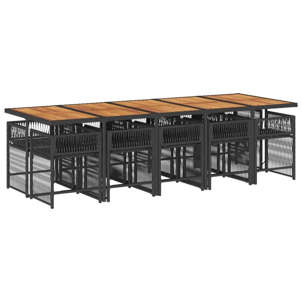 11 Piece Garden Dining Set with Cushions Black Poly Rattan Price
