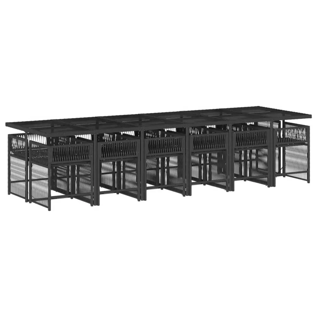 13 Piece Garden Dining Set with Cushions Black Poly Rattan Price