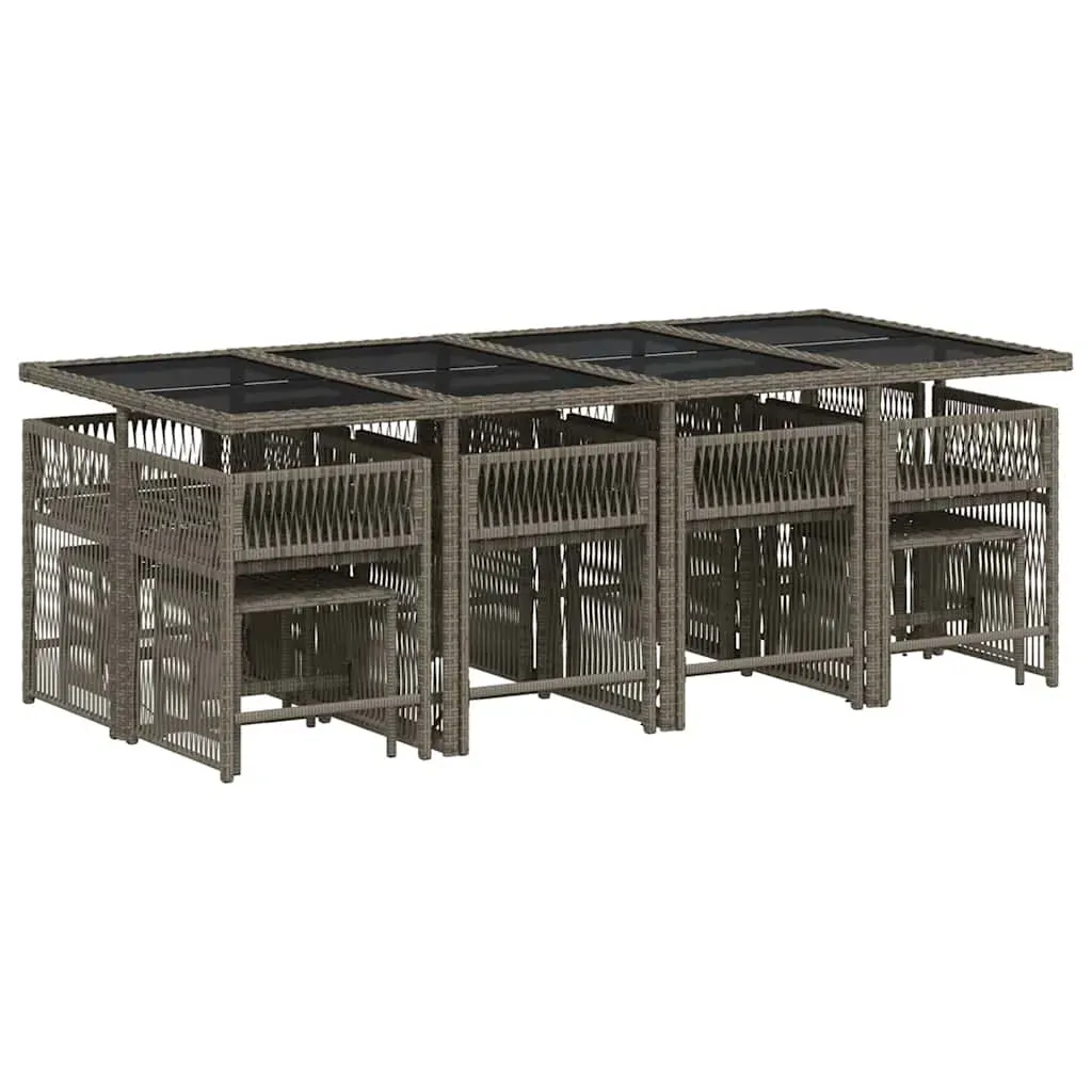 13 Piece Garden Dining Set with Cushions Grey Poly Rattan Price