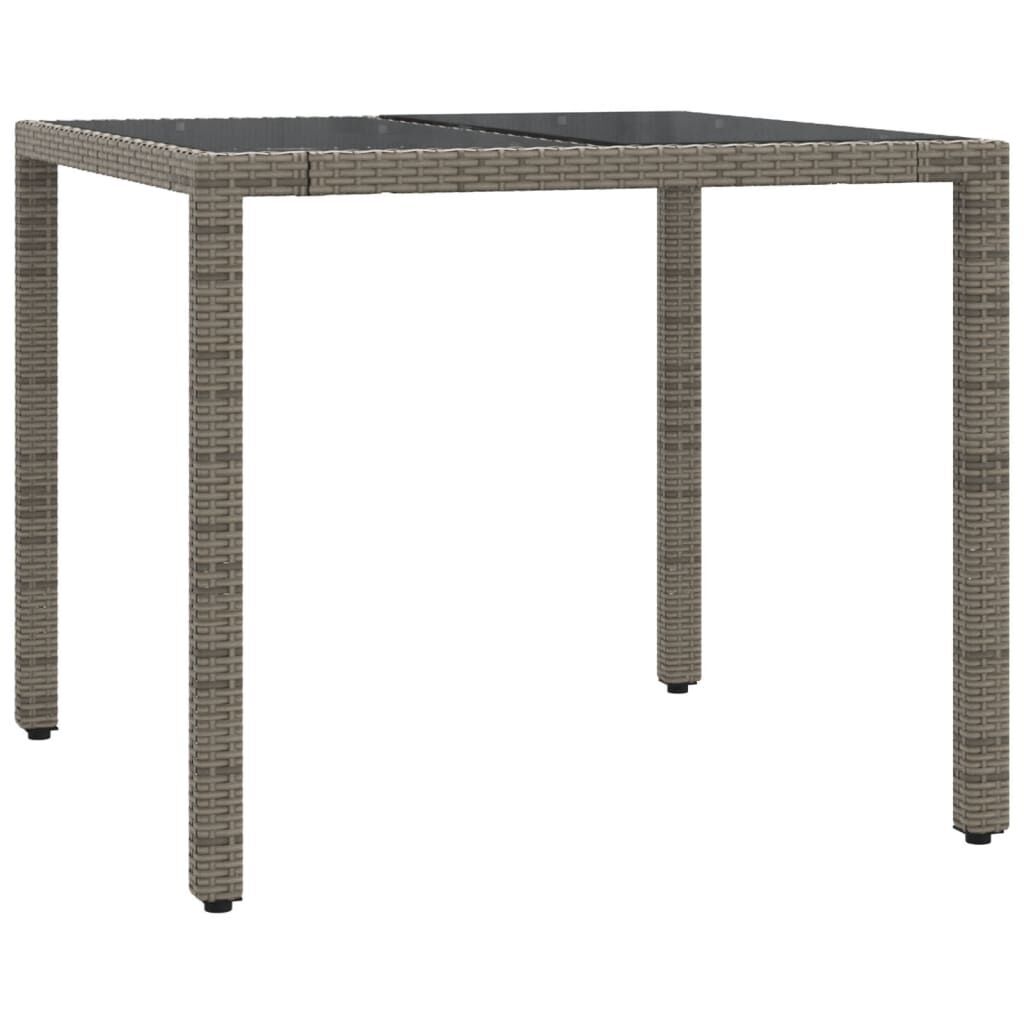 3 Piece Garden Dining Set with Cushions Grey Poly Rattan Price