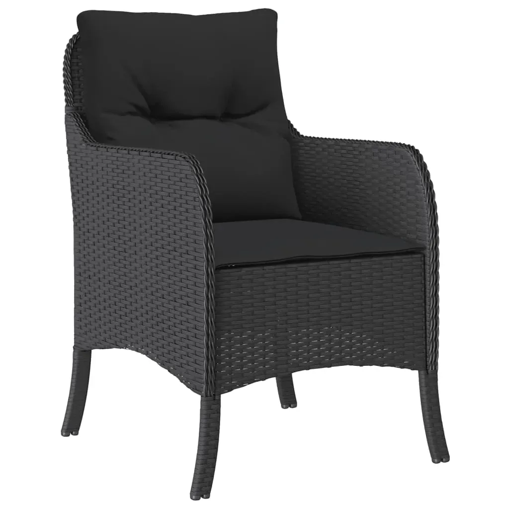 3 Piece Garden Dining Set with Cushions Black Poly Rattan Price
